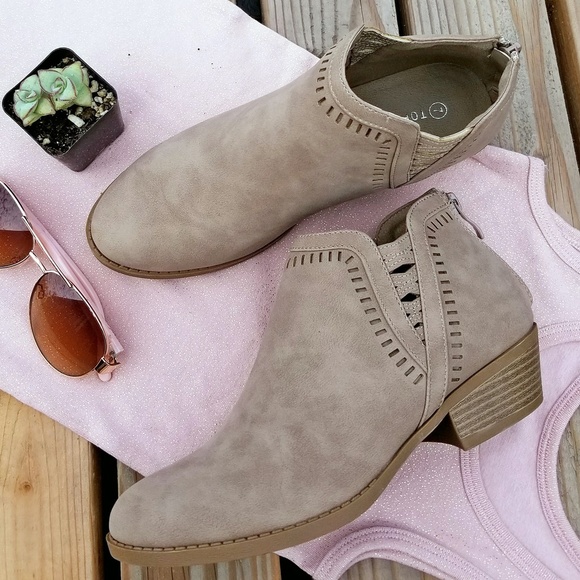 taupe cut out booties